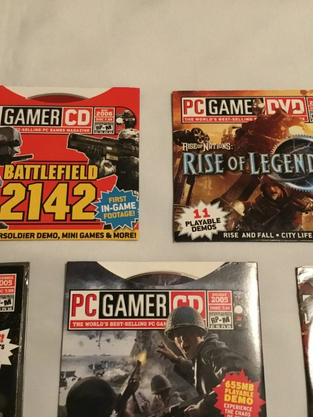 PC Gamer Demo Disc Lot Of 11 CDs More Vintage: WoW, CoD2, Battle Field, Star War
